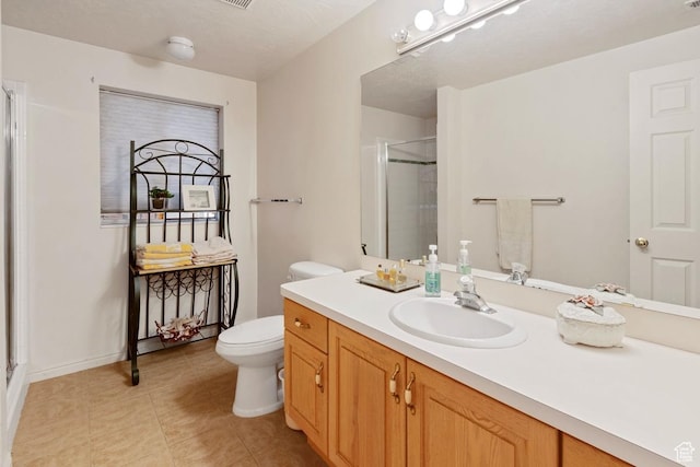846 E Holroyd S, South Ogden, UT 84403 - full bathroom featuring a shower stall, toilet, tile patterned flooring, and vanity