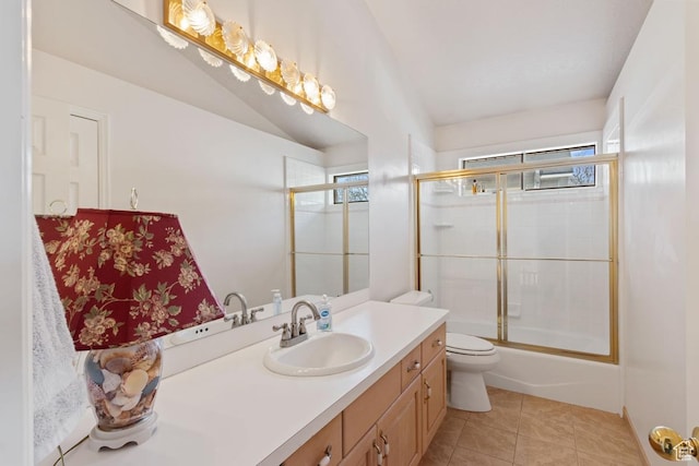 846 E Holroyd S, South Ogden, UT 84403 - full bathroom with tile patterned flooring, vanity, combined bath / shower with glass door, and toilet