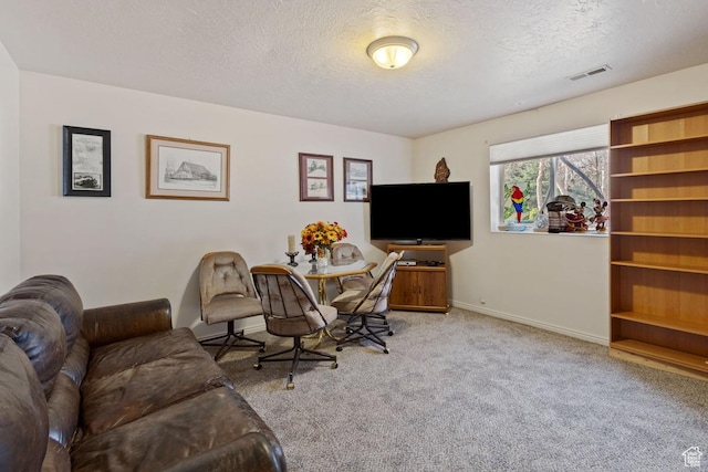 846 E Holroyd S, South Ogden, UT 84403 - carpeted living room featuring baseboards, a textured ceiling, and visible vents