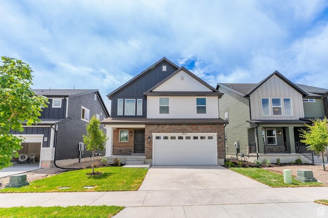 3671 W 950 N Unit 218, Lehi, UT 84043 - craftsman-style home featuring covered porch, board and batten siding, driveway, and a garage