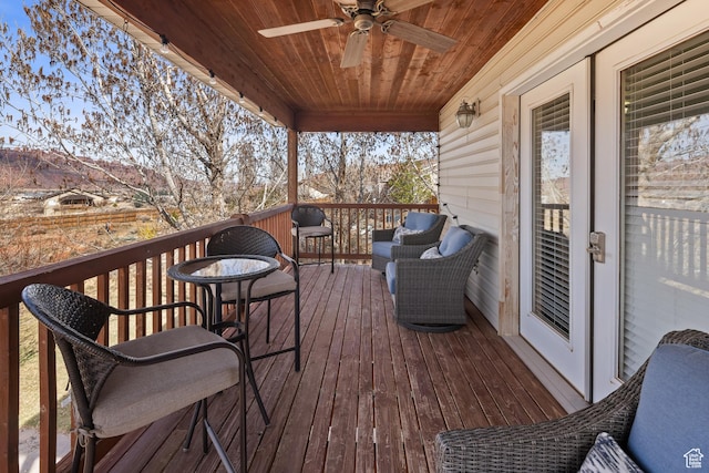 98 E Mt Peale Dr, Moab, UT 84532 - deck featuring a ceiling fan