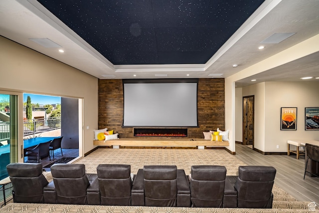 5024 W Nashoba Trl Unit 74, Hurricane, UT 84737 - cinema featuring baseboards, a raised ceiling, recessed lighting, and wood finished floors