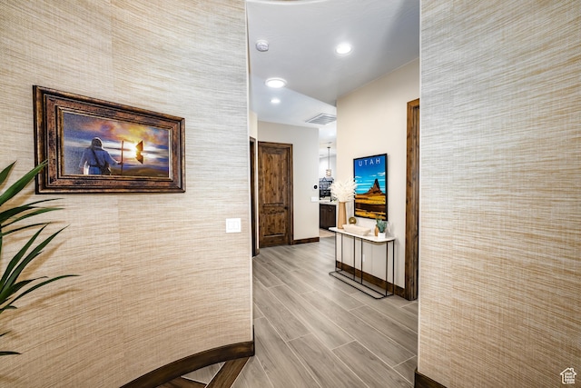 5024 W Nashoba Trl Unit 74, Hurricane, UT 84737 - hall with recessed lighting, baseboards, and wood finished floors