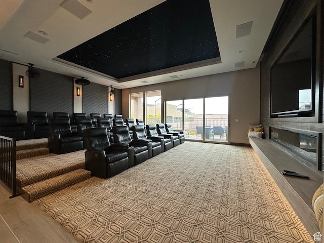 5024 W Nashoba Trl Unit 74, Hurricane, UT 84737 - home theater featuring a raised ceiling and wood finished floors