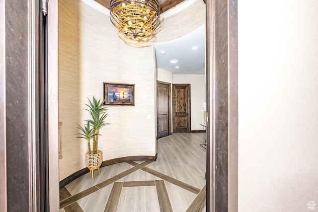 5024 W Nashoba Trl Unit 74, Hurricane, UT 84737 - hallway featuring a chandelier, baseboards, and recessed lighting