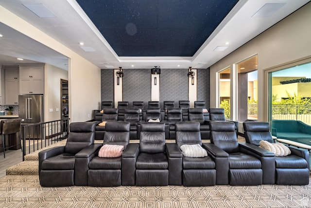 5024 W Nashoba Trl Unit 74, Hurricane, UT 84737 - home theater room with recessed lighting, a raised ceiling, and wallpapered walls