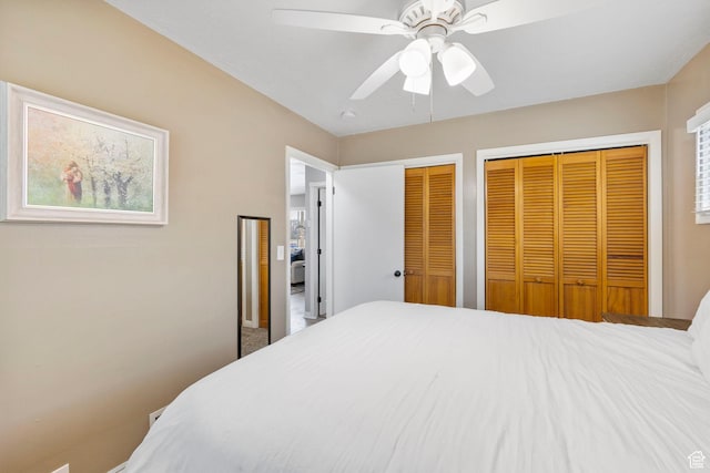510 S Grant E, Ogden, UT 84404 - bedroom with multiple closets and a ceiling fan