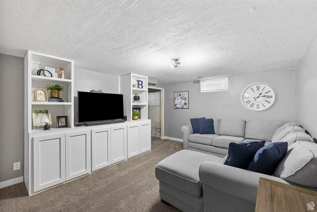 510 S Grant E, Ogden, UT 84404 - living room featuring baseboards, carpet, and a textured ceiling