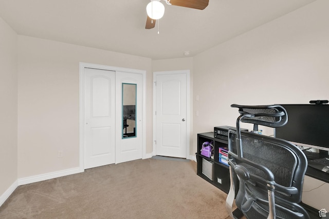 6007 W Jargon Way, Salt Lake City, UT 84118 - office area featuring baseboards, ceiling fan, and carpet floors