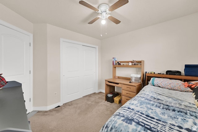 6007 W Jargon Way, Salt Lake City, UT 84118 - bedroom featuring light colored carpet, baseboards, and a ceiling fan