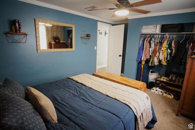 7598 S 2290 W, West Jordan, UT 84084 - bedroom featuring crown molding, carpet flooring, a closet, and ceiling fan