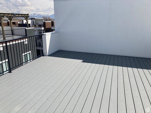 deck featuring a mountain view