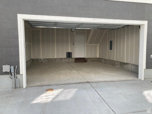 garage featuring electric panel