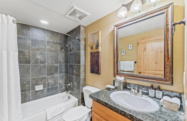 2669 Canyons Resort Dr Unit 312, Park City, UT 84098 - full bath featuring a textured wall, visible vents, toilet, and shower / bath combo