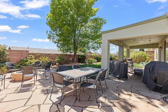 3352 E Sweetwater Springs Dr, Washington, UT 84780 - view of patio / terrace featuring a fenced backyard, outdoor dining space, and area for grilling