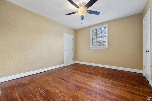 151 S Windsor St E, Salt Lake City, UT 84102 - spare room featuring baseboards, ceiling fan, a textured wall, and wood-type flooring