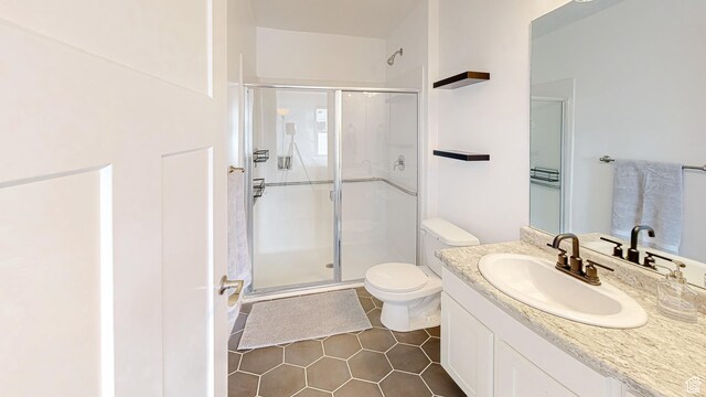 2527 W 500 S Unit 1, Springville, UT 84663 - full bath with toilet, a stall shower, tile patterned flooring, and vanity