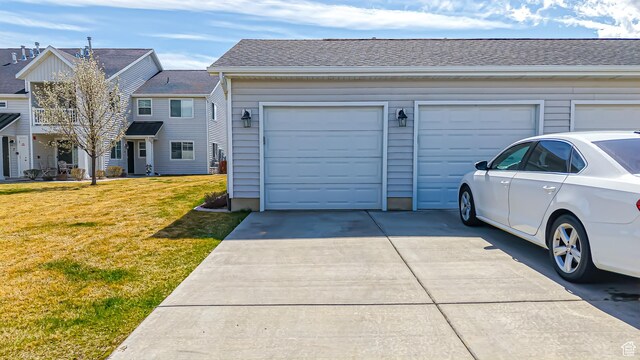 2527 W 500 S Unit 1, Springville, UT 84663 - exterior space featuring driveway, a shingled roof, a garage, and a yard