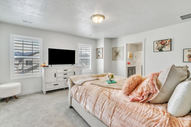 1710 S Prevedel Dr, West Haven, UT 84401 - bedroom featuring light carpet, a textured ceiling, baseboards, and visible vents
