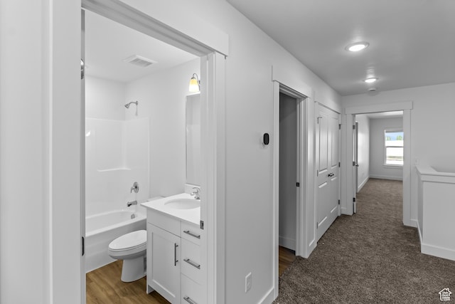 3175 S 204 W, Nibley, UT 84321 - full bath with visible vents, baseboards, toilet, vanity, and shower / bath combination
