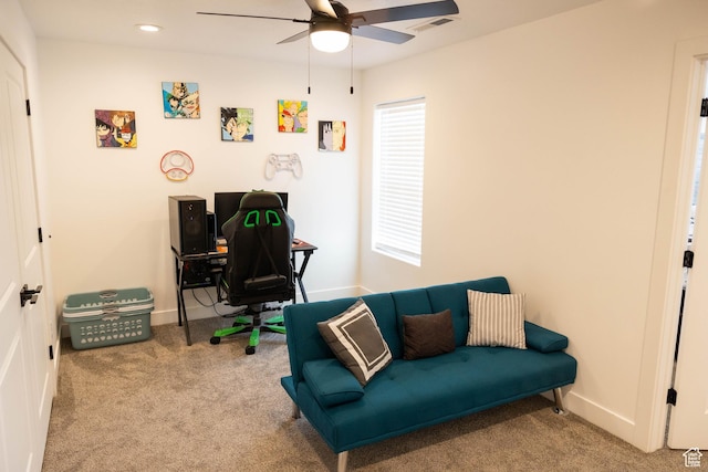686 N 275 W Unit 1, La Verkin, UT 84745 - living area with baseboards, carpet floors, recessed lighting, and a ceiling fan