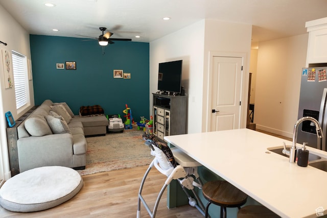 686 N 275 W Unit 1, La Verkin, UT 84745 - living area with a ceiling fan, recessed lighting, and light wood-type flooring
