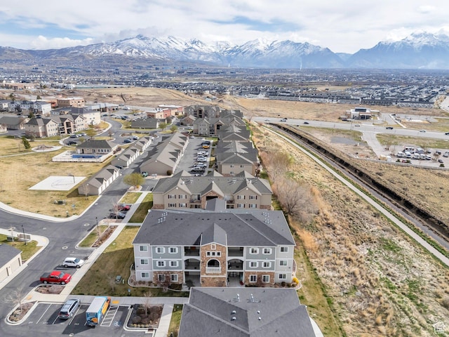 aerial perspective of suburban area featuring mountains