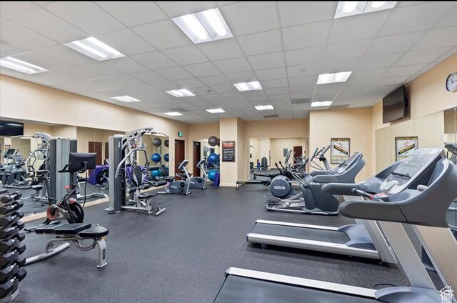 45 W S Temple Unit 603, Salt Lake City, UT 84101 - workout area featuring a paneled ceiling