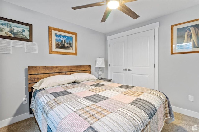 14440 N 11740 E, Mount Pleasant, UT 84647 - bedroom with carpet floors, a closet, baseboards, and ceiling fan