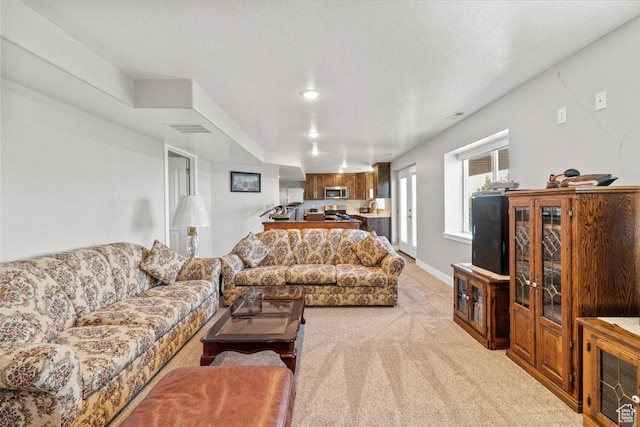 14440 N 11740 E, Mount Pleasant, UT 84647 - living area with light colored carpet, recessed lighting, and baseboards