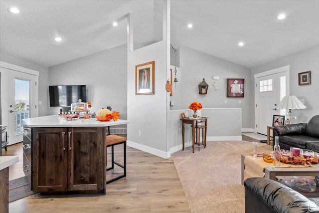 14440 N 11740 E, Mount Pleasant, UT 84647 - living room with vaulted ceiling, healthy amount of natural light, recessed lighting, light wood-type flooring, and baseboards
