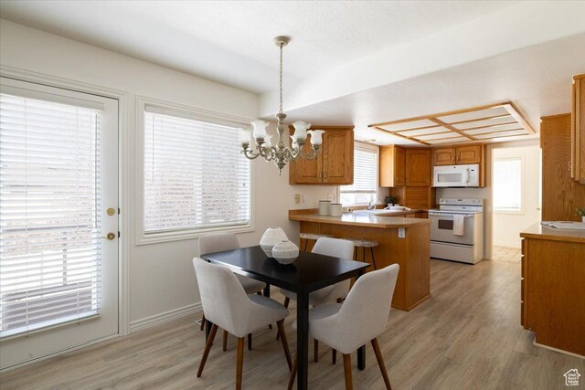 839 E 4315 S, Murray, UT 84107 - dining room featuring baseboards, light wood-style floors, and a chandelier