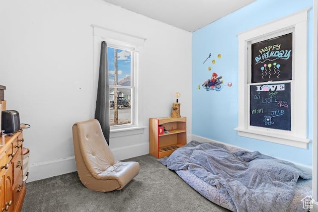 bedroom featuring baseboards and carpet flooring