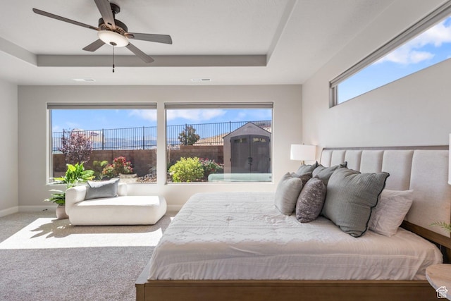 1867 W Grapevine, Hurricane, UT 84737 - carpeted bedroom with a raised ceiling, a ceiling fan, and baseboards