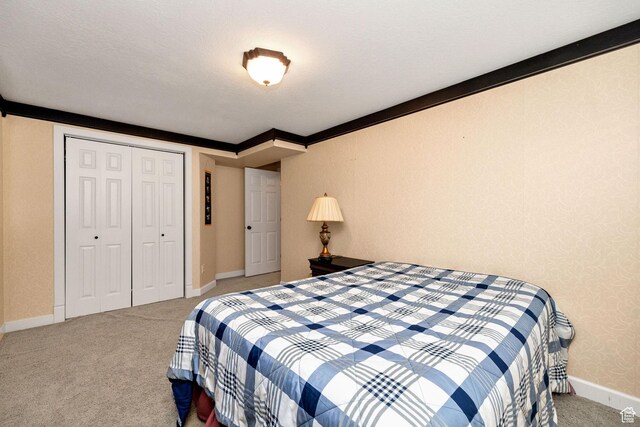 240 Bugle Way, Providence, UT 84332 - bedroom with baseboards, wallpapered walls, a closet, and carpet floors