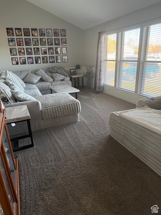 120 E Deseret Cir, Grantsville, UT 84029 - carpeted living area featuring lofted ceiling