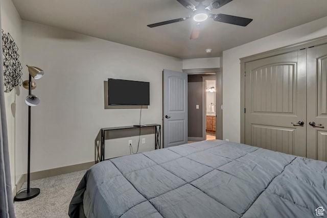 692 N Harrison Blvd, Ogden, UT 84404 - carpeted bedroom with baseboards, a closet, and a ceiling fan