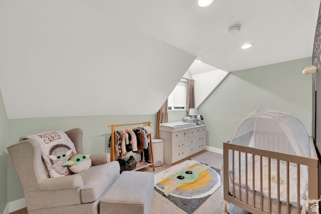 3225 N 1000 W, Pleasant View, UT 84414 - bedroom with baseboards, lofted ceiling, and recessed lighting