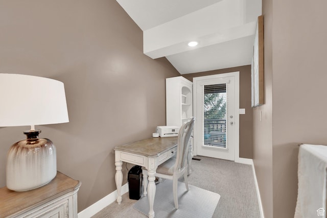 3225 N 1000 W, Pleasant View, UT 84414 - home office featuring light carpet, baseboards, and lofted ceiling