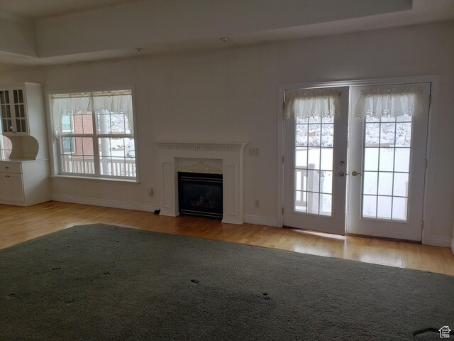 28848 N 11170 E, Milburn, UT 84629 - unfurnished living room featuring baseboards, a fireplace, and wood finished floors