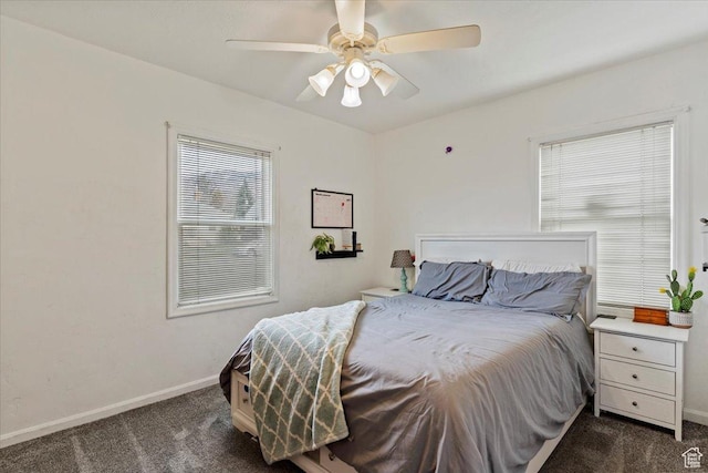 1335 Swan St, Ogden, UT 84401 - bedroom featuring dark carpet, a ceiling fan, and baseboards