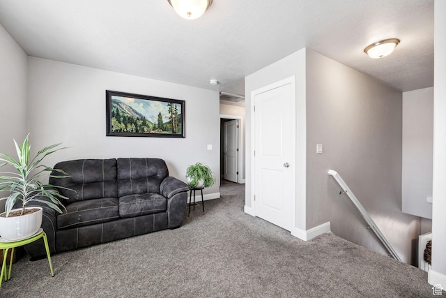 802 W 1060 S, Logan, UT 84321 - living room with baseboards, carpet flooring, and a textured ceiling