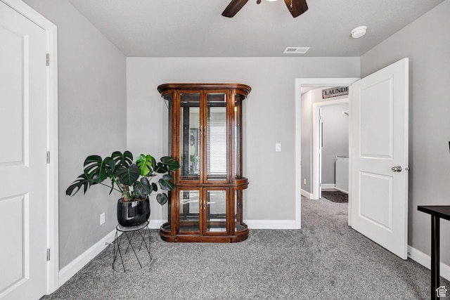 802 W 1060 S, Logan, UT 84321 - interior space with carpet flooring, visible vents, baseboards, and ceiling fan