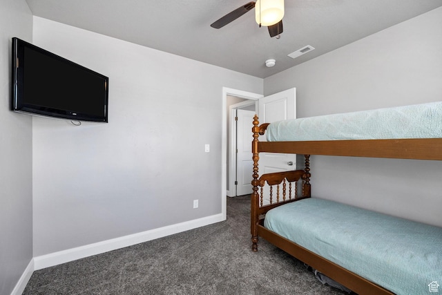 802 W 1060 S, Logan, UT 84321 - bedroom with baseboards, carpet floors, visible vents, and a ceiling fan