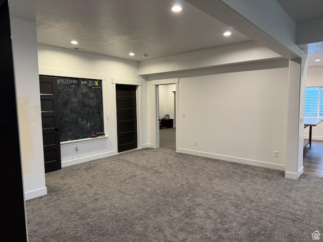 142 S 3500 W, Maeser, UT 84078 - interior space with baseboards, carpet flooring, a textured ceiling, and recessed lighting