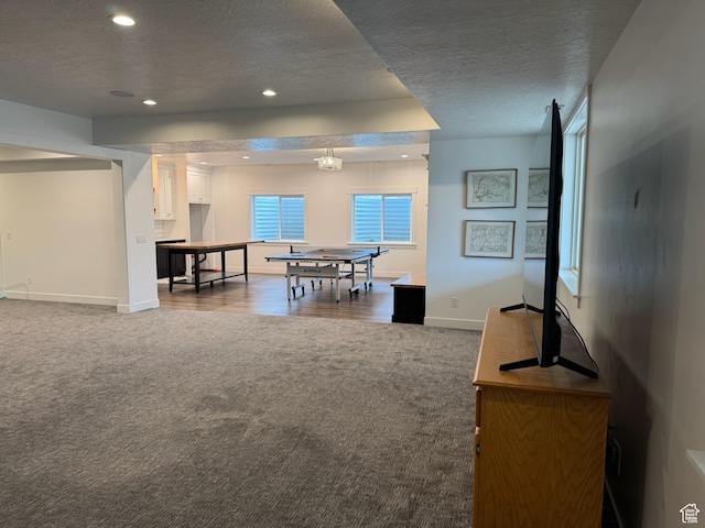 142 S 3500 W, Maeser, UT 84078 - interior space featuring baseboards, a textured ceiling, recessed lighting, and carpet