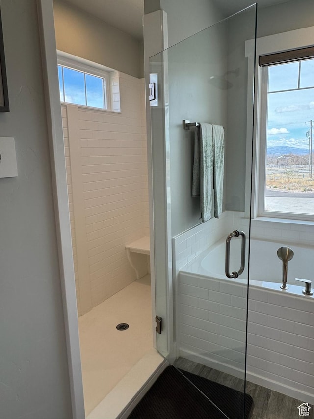 142 S 3500 W, Maeser, UT 84078 - bathroom with a garden tub, wood finished floors, and a stall shower