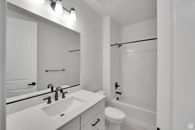 6161 W Teton Ranch Dr Unit 342, Herriman, UT 84096 - full bath featuring toilet, vanity, shower / tub combination, and tile patterned flooring