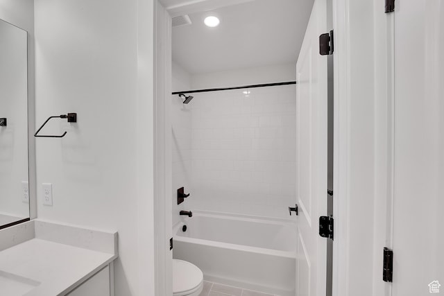 6161 W Teton Ranch Dr Unit 342, Herriman, UT 84096 - full bath with toilet, vanity, bathtub / shower combination, recessed lighting, and tile patterned floors