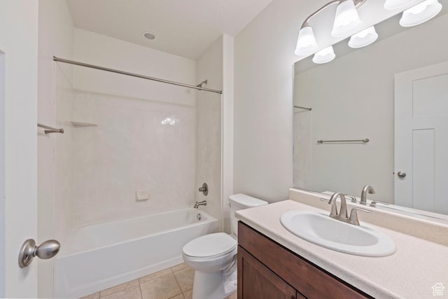 49 W Paper Bark St, Vineyard, UT 84059 - bathroom featuring vanity, tub / shower combination, tile patterned flooring, and toilet